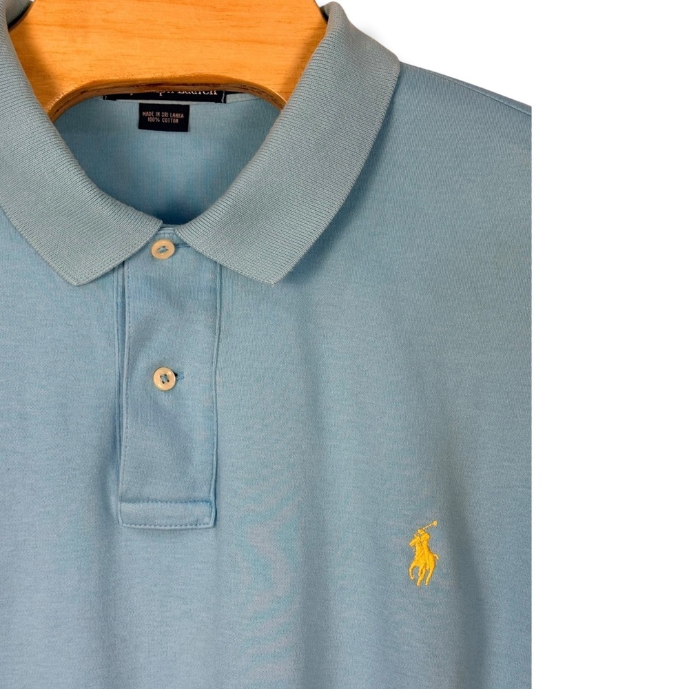 Polo Ralph Lauren Polo Shirt Mens XXL Blue Yellow Pony Cotton Golf Preppy